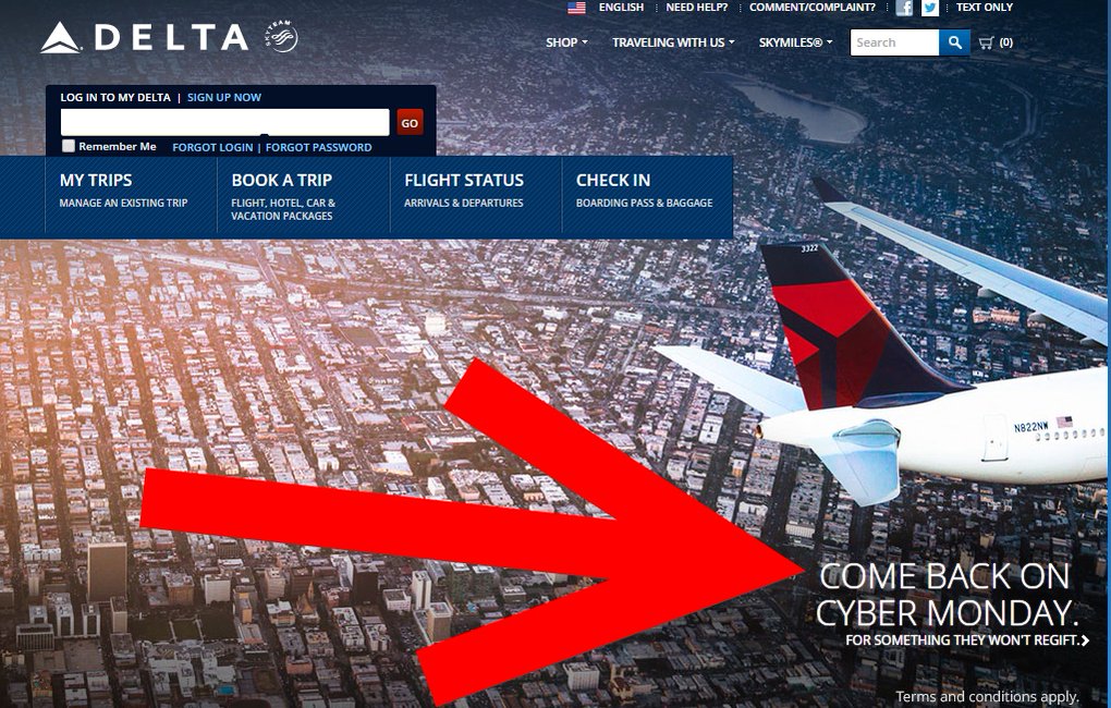 weekend delta ad for cyber monday Eye of the Flyer