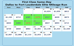 Detroit to Fort Lauderdale First Class Delta December 2015 Calendat