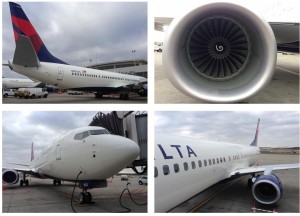 Delta Air Lines 737-900 ER plane, tail, and engines.