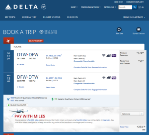 dtw to dfw via slc jan16