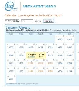 lax to dfw via dtw matrix 2016