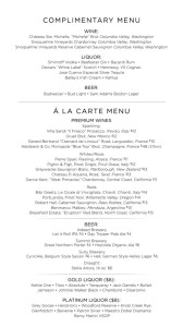 menu for drinks msp escape lounge