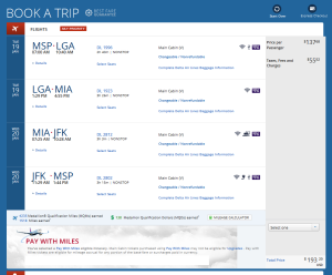 msp to mia via nyc on delta-com