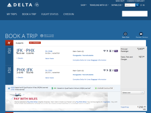 one day delta-com nyc to phx rt