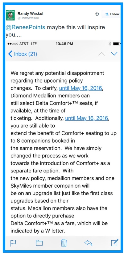Will Delta require W+ fares for Medallion® upgrade in 2016? Sunday guest post by John “Laptop Travel”