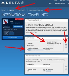 update info on delta-com with new passport etc