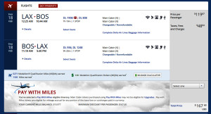 LAX-BOS Booking