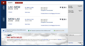 Los Angeles to Memphis Delta Air Lines Mileage Run January February 2016
