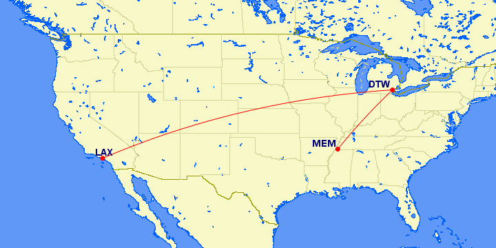 Los Angeles to Memphis 5178 MQM’s Delta Elite Mileage Run $189 & 3.6CPM