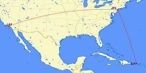 LAX-SJU Feb Mar 2016 American RouteMap