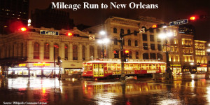 a trolley on a wet street