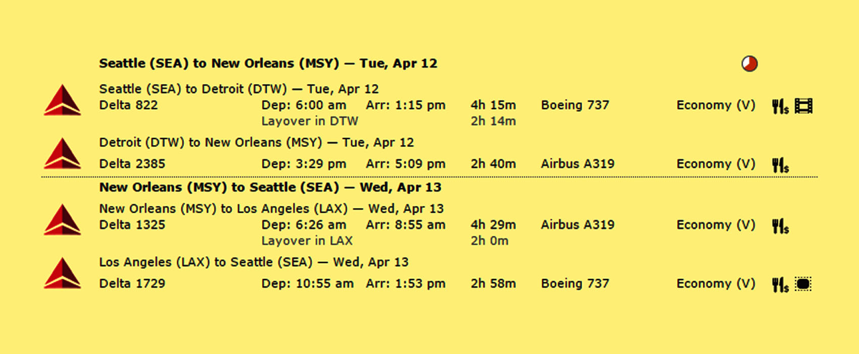 Seattle to New Orleans $198 & 5362 MQMs at 3.6CPM Delta Elite Mileage Run Works Both Directions