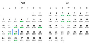 Miami MIA to Los Angeles LAX Delta Mileage Run April 2016 laptoptravel Calendar
