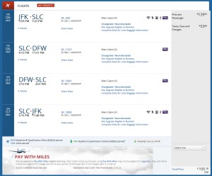 delta-com jfk to slc to dfw weekend coach