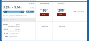 e basic fare class atl to sbn