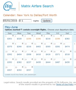 matrix nyc to slc to dfw