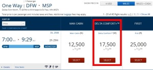 price for comfort plus in points