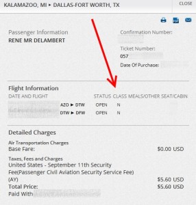 reciept for my klm award ticket
