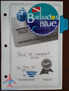 renes 50th dive was in Barbados with Barbados Blue PADI divers