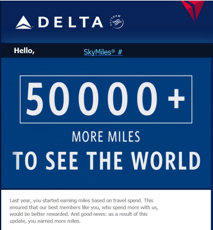 Did you get the “congrats” you spent too much on Delta last year e-mail? Not me! ☺