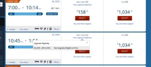 seat not upgrade eligible