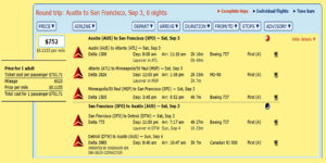 AUS-SFO MR FLight Details