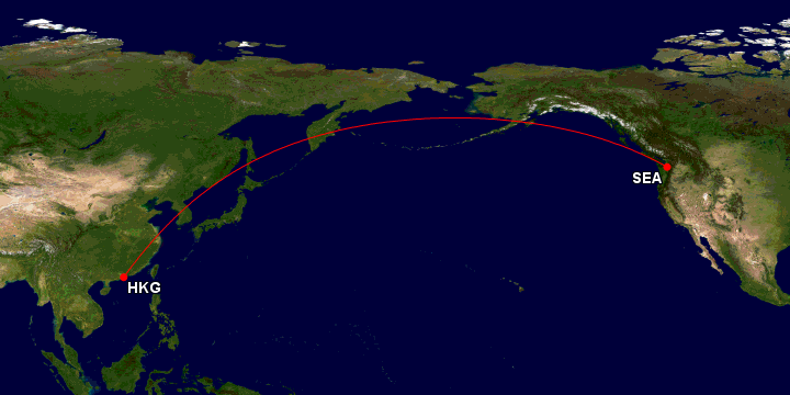 Seattle to Hong Kong Map - Eye of the Flyer