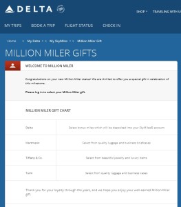 delta million miler gift choice