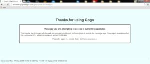 gogo to japan error page on satilite wifi not working