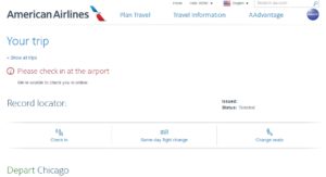 no online checkin on aa-com RenesPoints blog