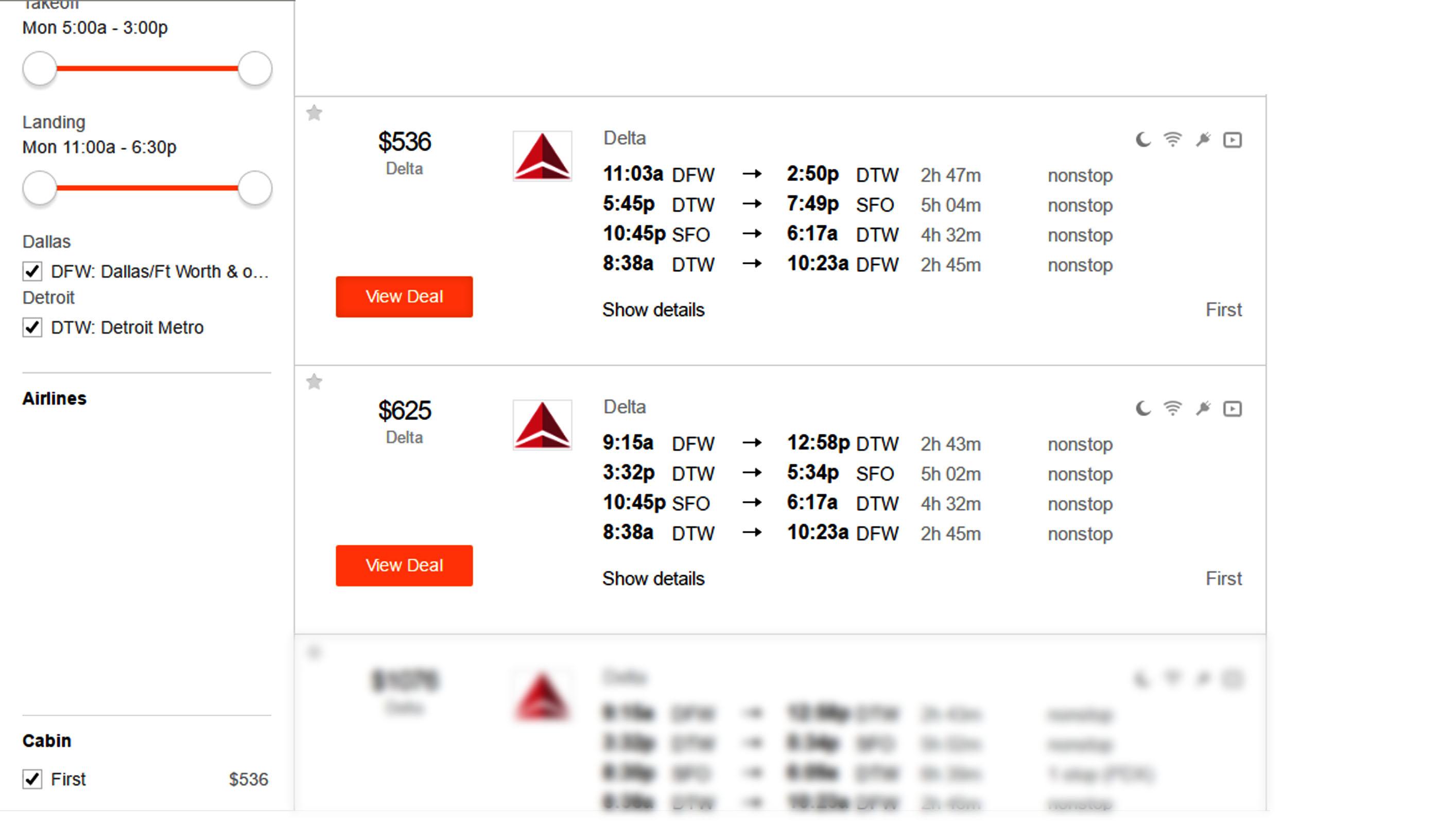 Dallas to San Francisco 1st class $561 at 6.1CPM Delta Elite Mileage Run
