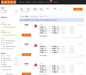 atl slc dfw kayak 1st 1