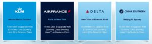 klm upgrade examples with miles