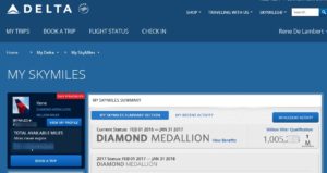 my million miler status is showing on delta-com