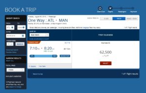price setment only atl to ams