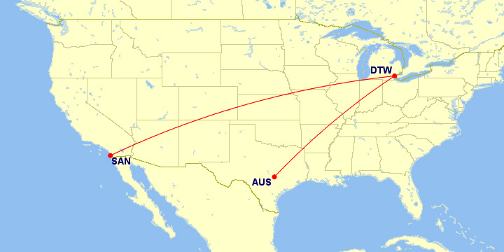 San Diego to Austin 1st class $688 and 9304 MQMs at 7.3CPM – Delta Air Lines Elite Mileage Run