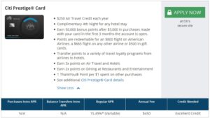 citi prestige card offer