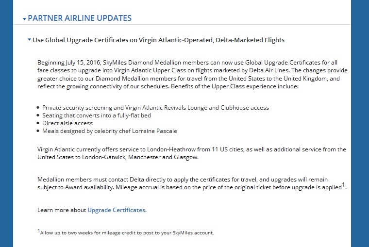 Delta quickly downgrades Virgin Atlantic’s Diamond Global Upgrade Cert Perks!