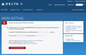 gifted 15000 amex mqms