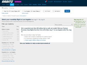 orbitz cant find any premium economy seats