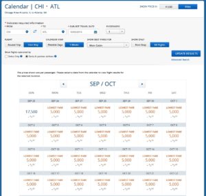 award seats to atl from chicago sept 2016