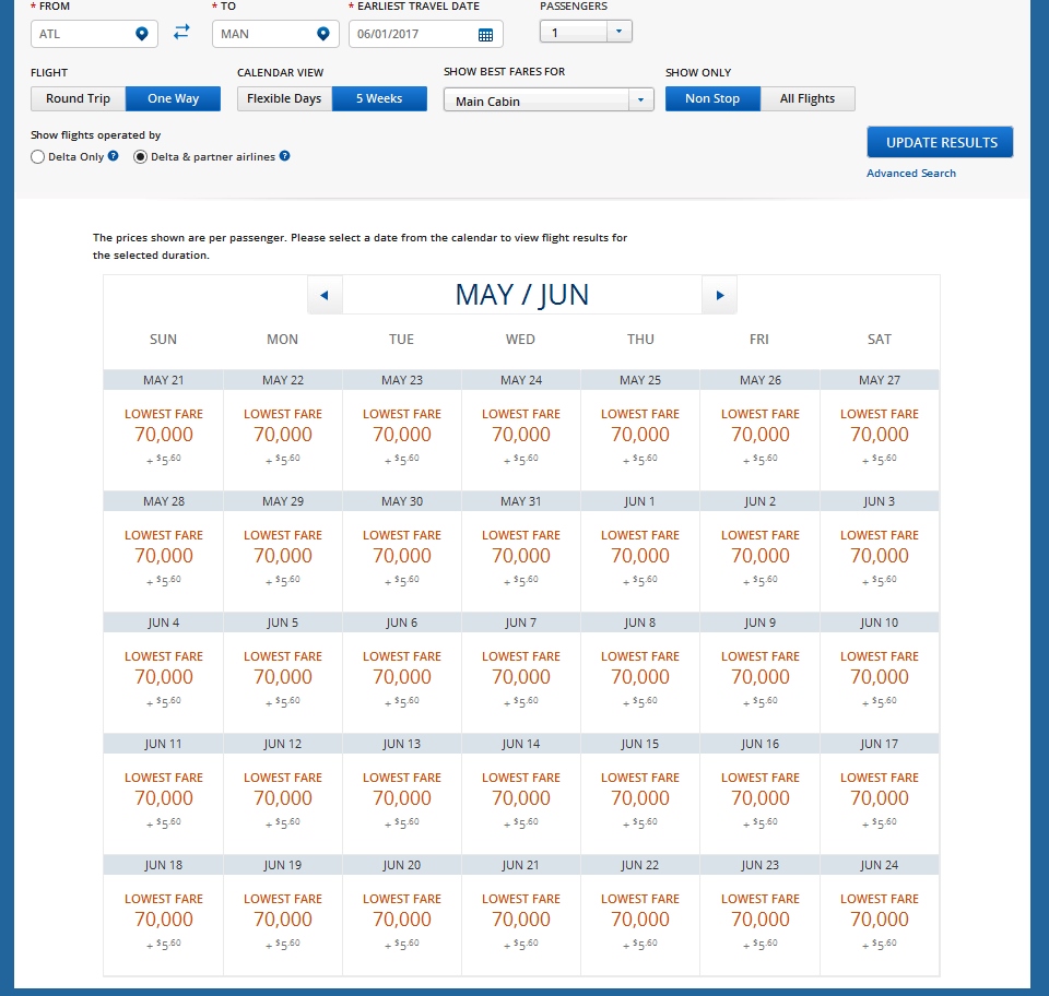 Delta JUMPS Business class LEVEL 1 award to Europe by 12% (140,000 RT) starting 1JAN17 – NO NOTICE (Again)!