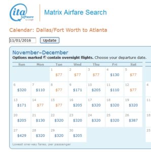 matrix one way atl-slc-dfw
