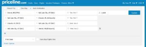 priceline multi segment booking tool