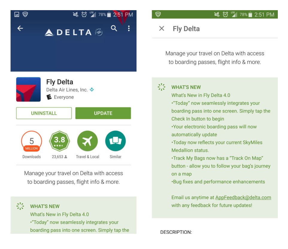 MAJOR Fly Delta APP upgrades today to Android and iOS with PUSH notifications!