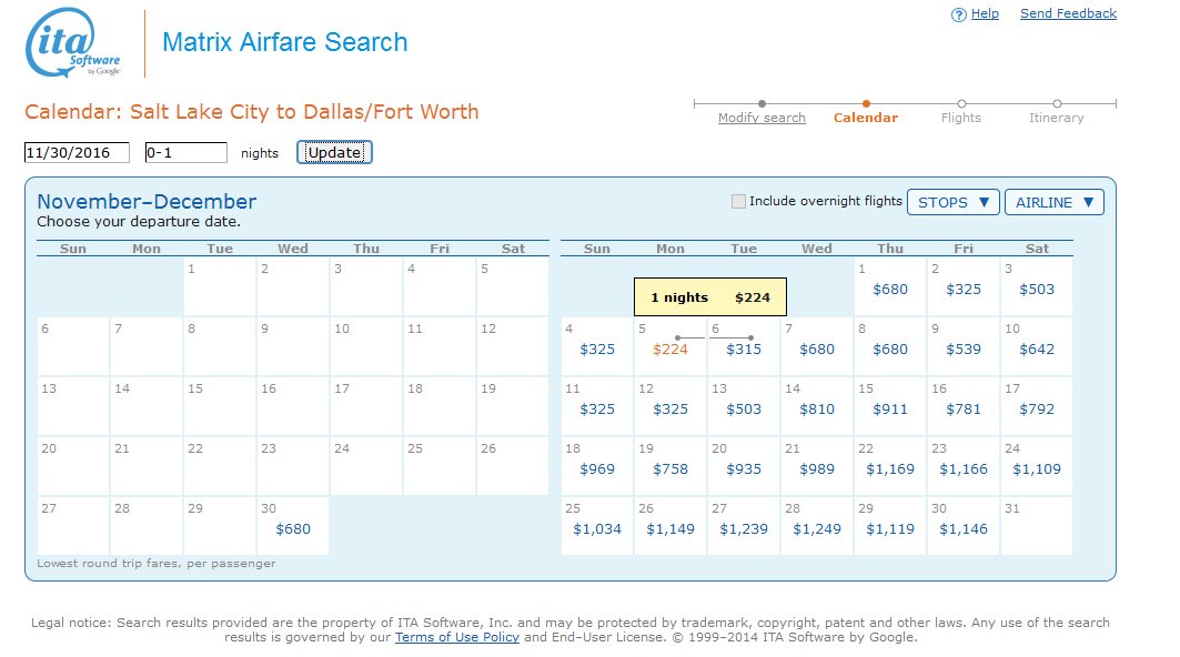 Salt Lake to Dallas (via DTW) $223 & 4936MQMs at 4.5CPM weekday Delta Elite Mileage Run
