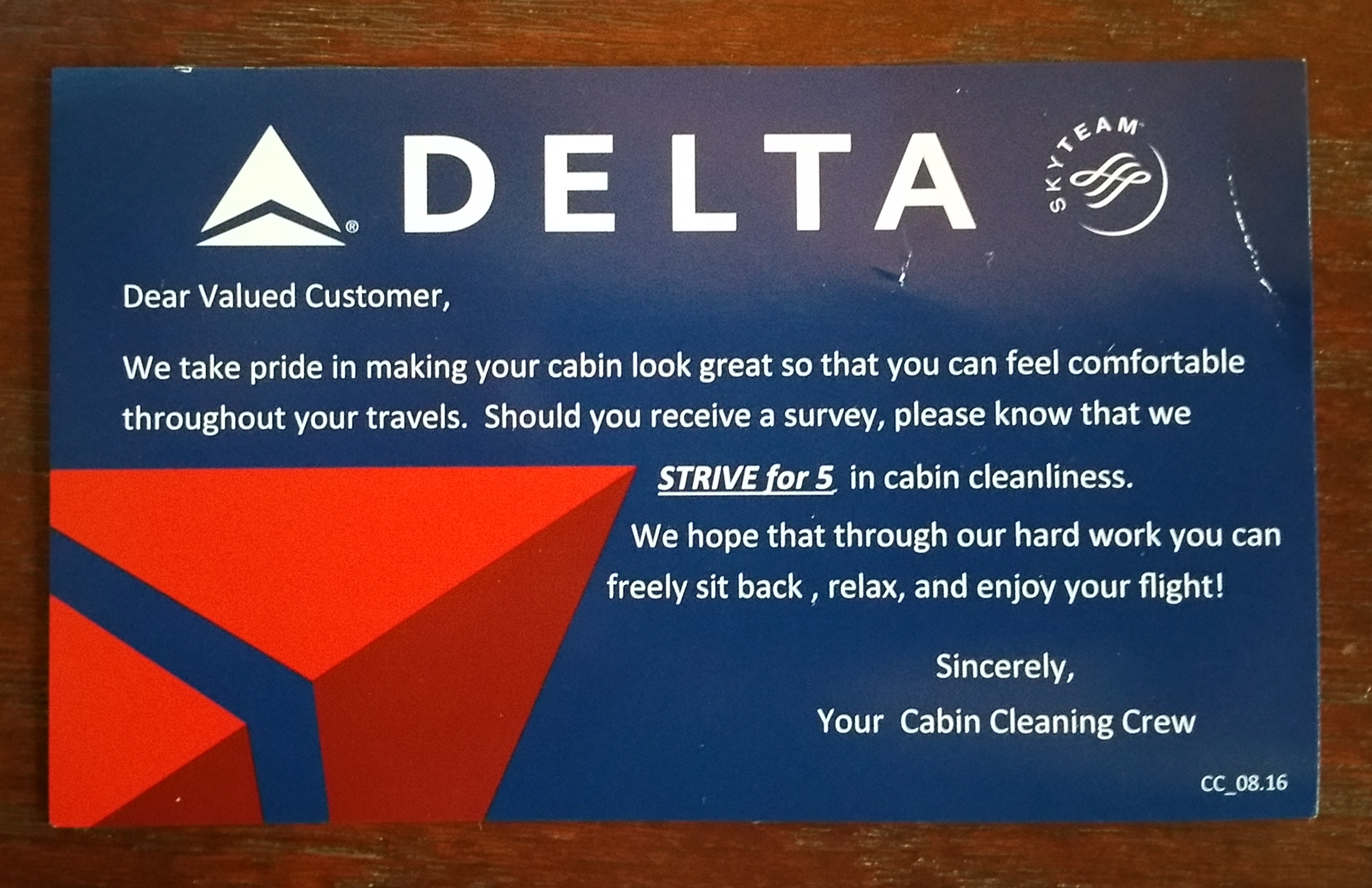 Is Delta Air Lines “finally” getting serious about cleaning their dirty jets? “Strive for 5” cleaning!