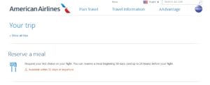 aa allows domestic 1st class meal choice w-in 30 days