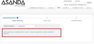 no online time booking at asanda delta jfk spa