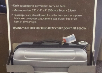 a suitcase in a sign